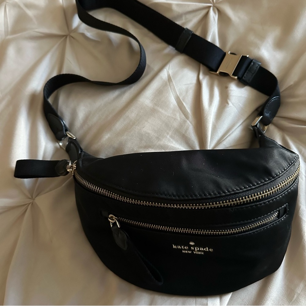 Kate Spade Black Belt Bag with Gold Accents